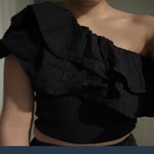 NWT Abercrombie And Fitch Black One Shoulder Top